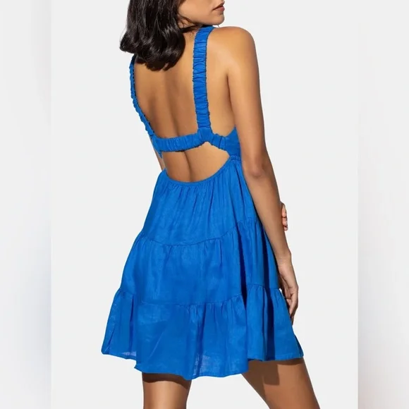 Lusana | Dresses | Lusana Kyra Linen Dress In Cobalt Xs | Poshmark